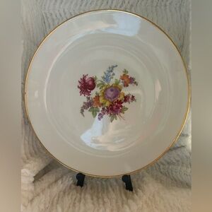Schumann Arzebero 11.5” Floral Plate with Gold Trim Bavaria